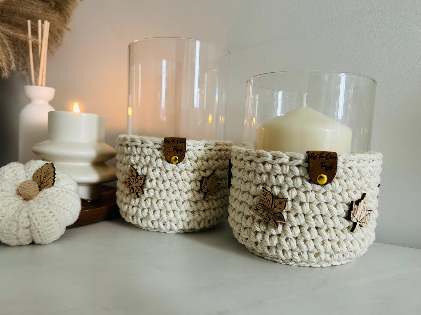 Crochet Boho Farmhouse Chunky Candle Holders