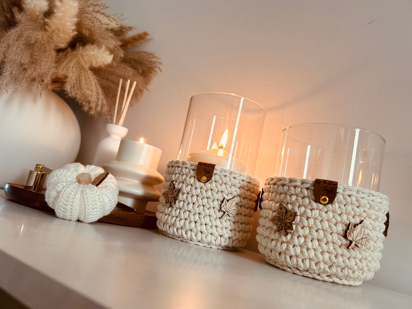 Crochet Boho Farmhouse Chunky Candle Holders